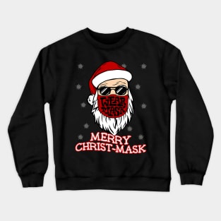 Christmas 2020 Santa with Face Mask Quarantine Funny Crewneck Sweatshirt